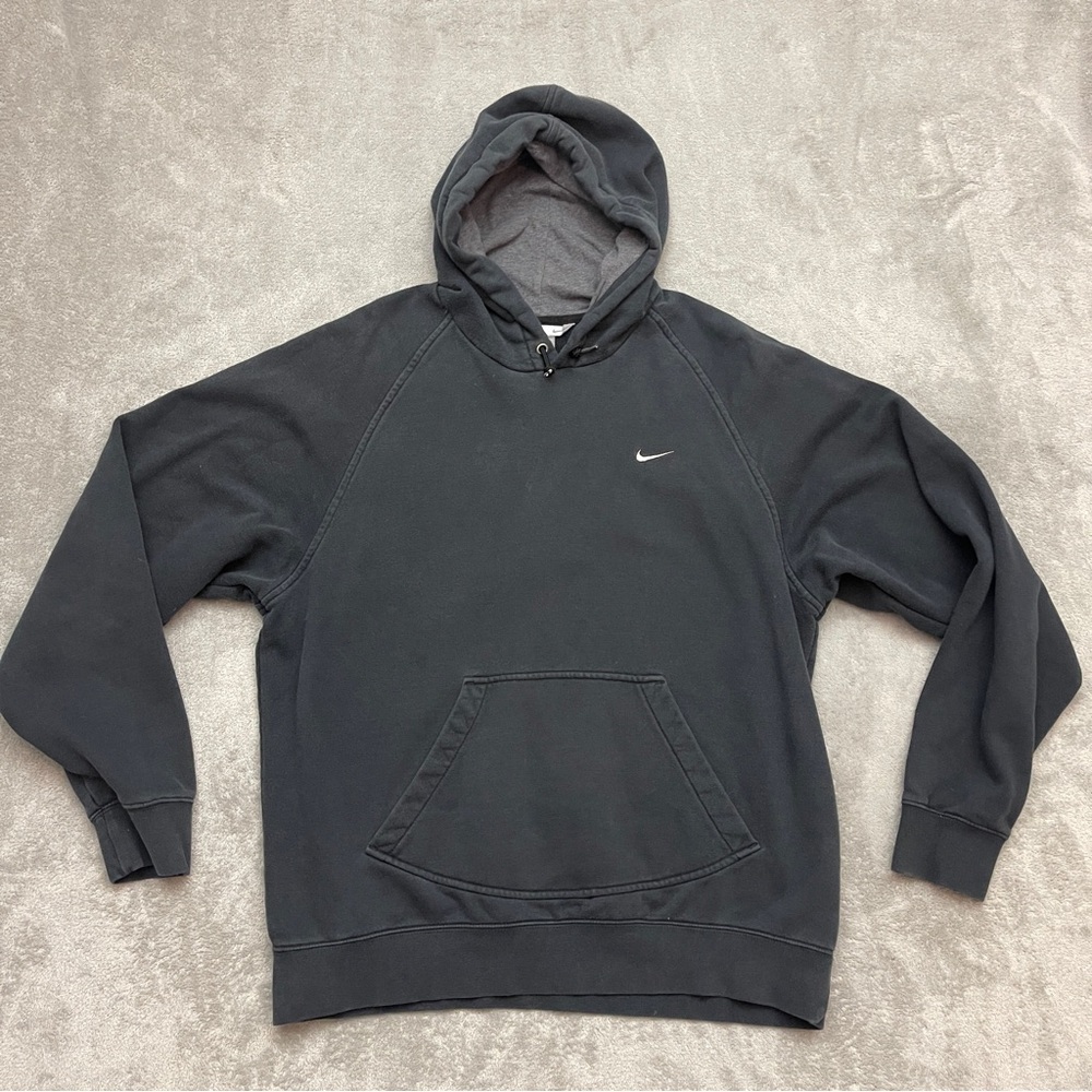 Vtg Nike Hoodie Pullover Black Fleece Mens Medium Embroidered Swoosh Sweatshirt